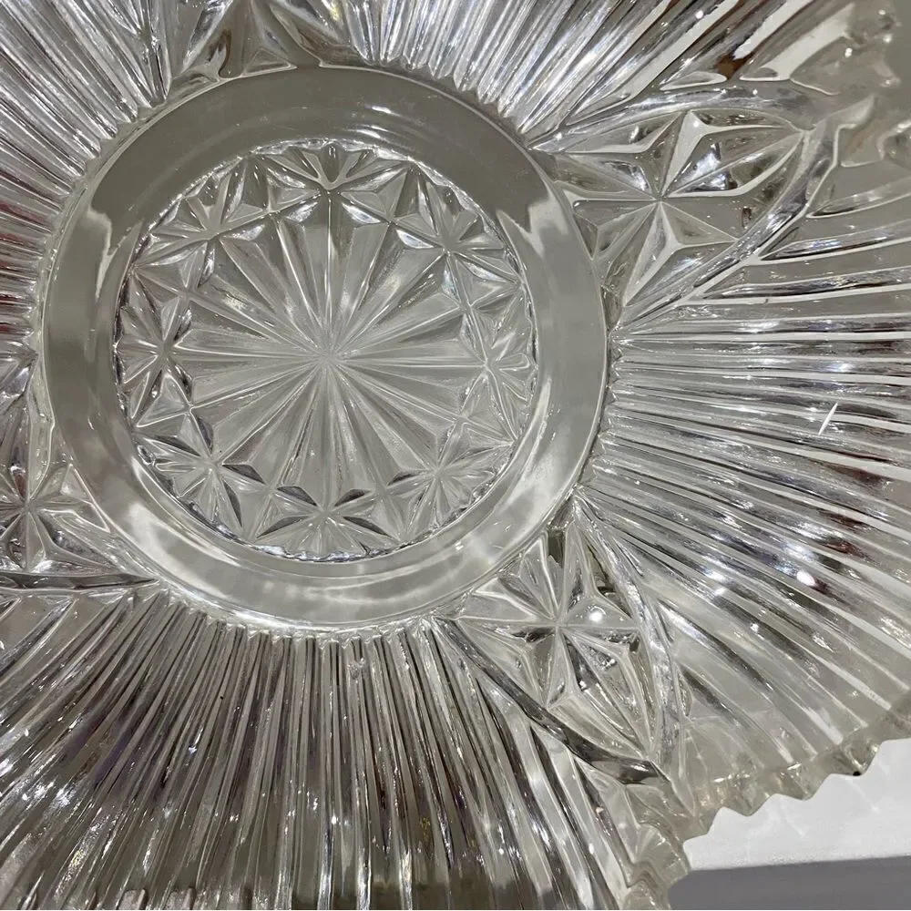 Vintage Clear Crystal Clover Glass Candy / Trinket Dish or Ashtray